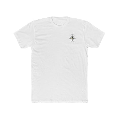 White t-shirt with 'Explore More' logo on a white background