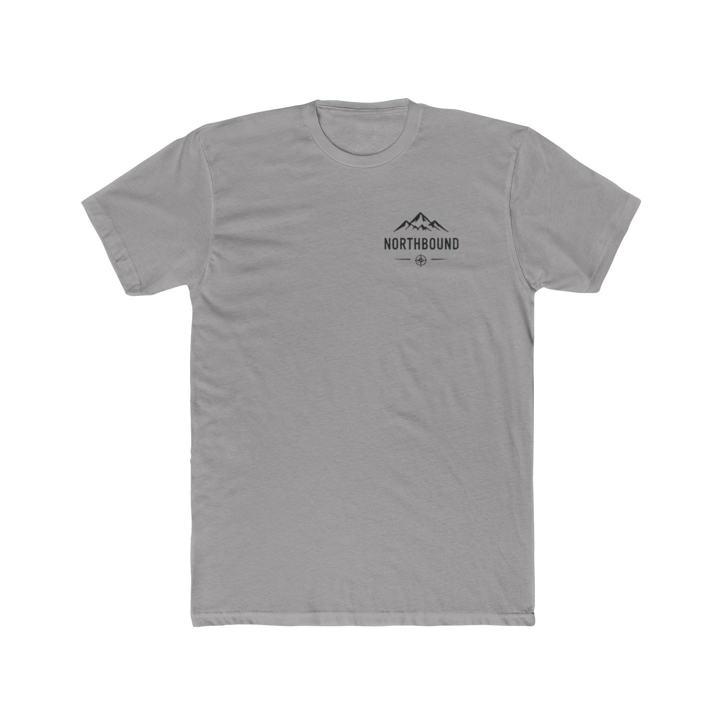 Gray t-shirt with a small graphic on a white background