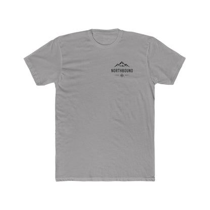 Gray t-shirt with a small graphic on a white background