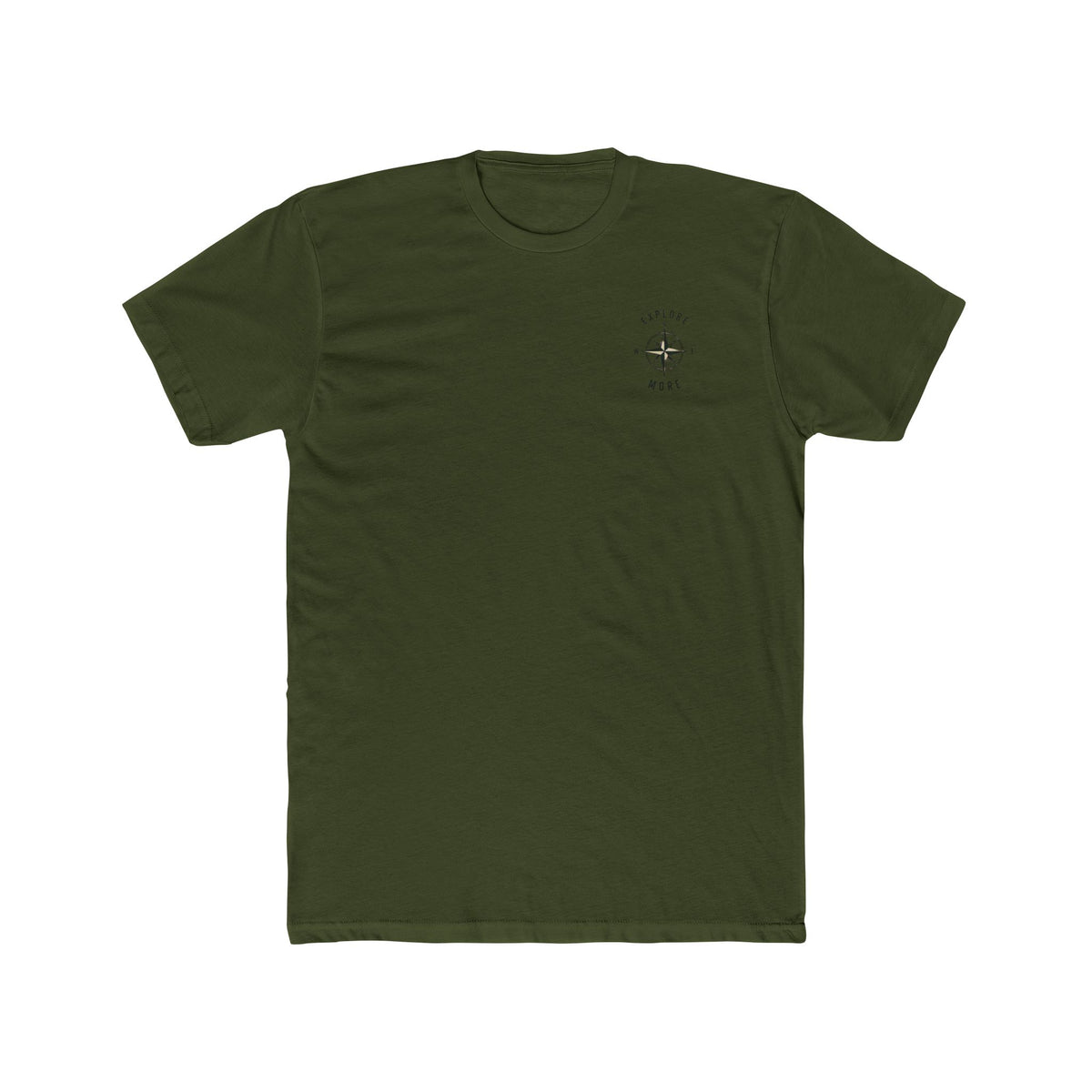 Green t-shirt with 'Explore More' logo on a white background